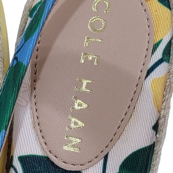 Cole Haan Slingback Espadrille Wedge Sandals 5.5 Multicolor Fabric - Picture 4 of 10